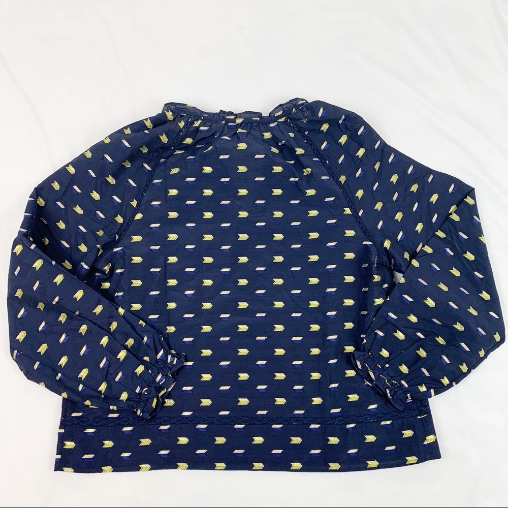 Metallic clip dot Ruffle Neck Popover Top - Picture 7 of 8